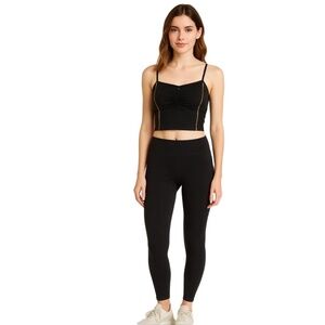JoyLab Black With Gold  Stripes Active Crop Tank‎ (XXL)